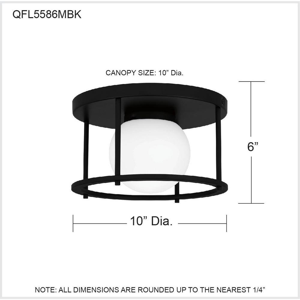 Matte Black Glass 10" Modern Flush Mount Light