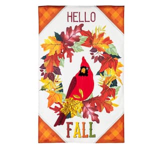 2 ft. x 3-1/2 ft. Hello Fall Cardinal Wreath House Linen Flag