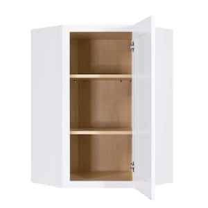 Lancaster White Plywood Shaker Stock Assembled Wall Diagonal Corner Kitchen Cabinet 24 in. W x 30 in. H x 12 in. D