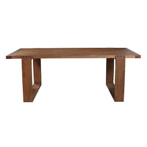 84 in. Natural Brown Solid Wood Top Sled Design Base Dining Table Seats 6