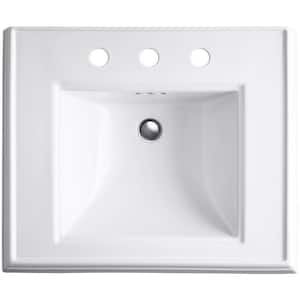 Memoirs Classic 24 in. Ceramic Pedestal Sink Basin in White with Overflow Drain