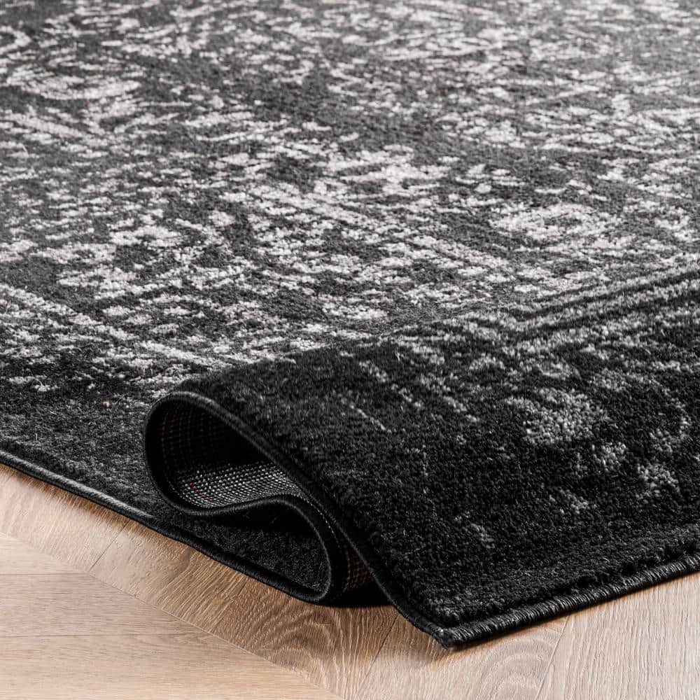 Arlena Black and Gray Vintage Traditional Runner Rug