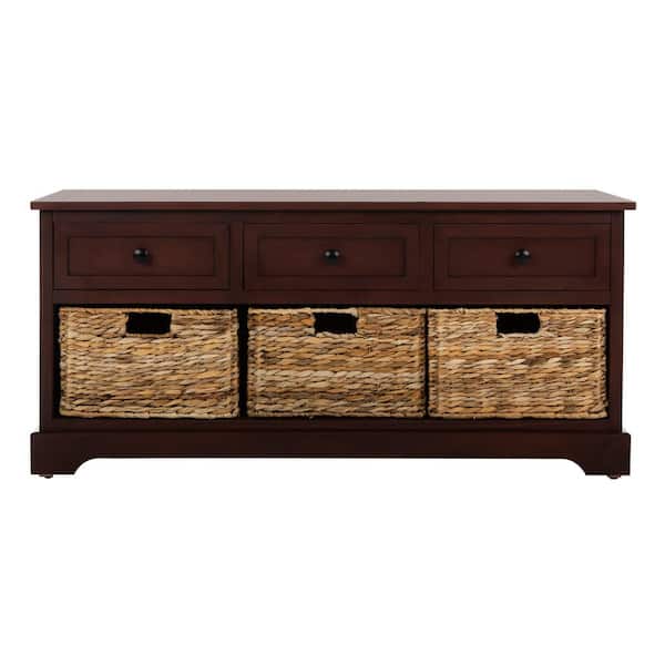 SAFAVIEH Damien Dark Red 3-Drawer Wood Storage Unit