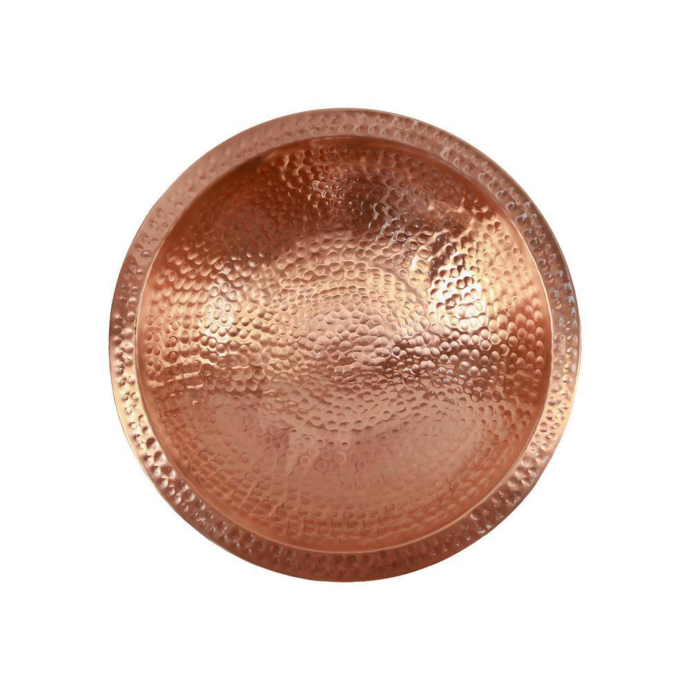 39'' Hammered Copper Birdbath with Bronze Iron Stake
