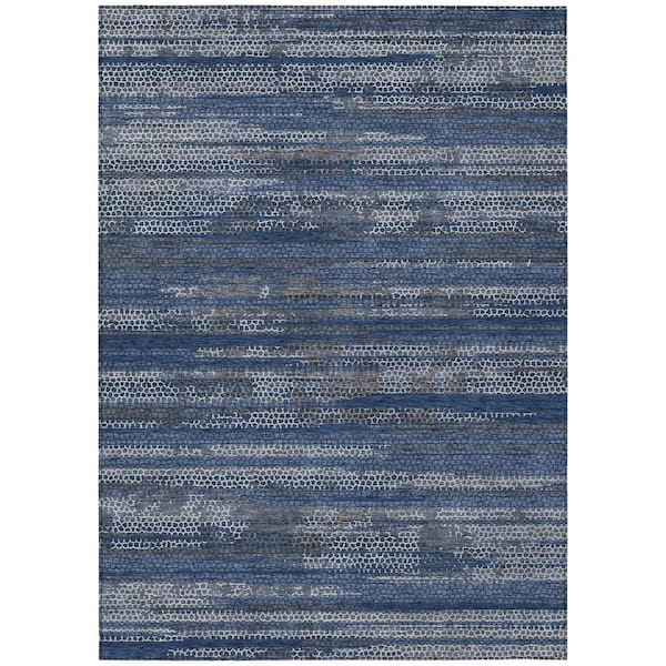 Chantille Machine Washable Indoor/Outdoor Abstract ACN3115 Navy 10 ft. x 14 ft. Area Rug