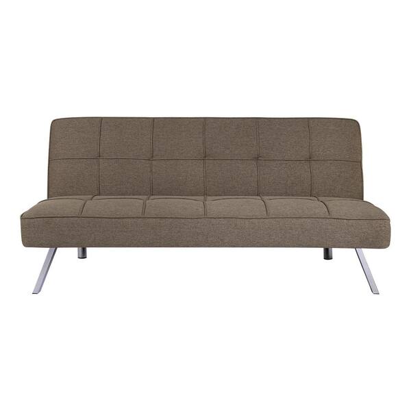 HOMESTOCK Coffee Modern Futon Sofa Bed - Convertible Futon with