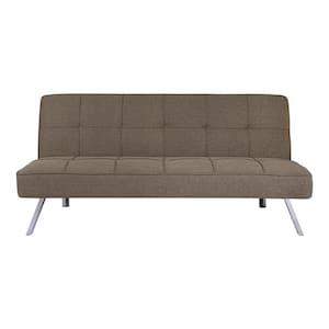 HOMESTOCK Gray, Linen Tufted Split Back Futon Sofa Bed, Linen Couch Bed,  Futon Convertible Sofa Bed with Metal Legs 98837 - The Home Depot