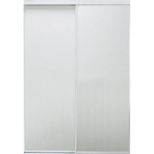 59 in. x 80-1/2 in. Aspen White Gloss Painted Steel Frame Prefinished White Hardboard Interior Sliding Door