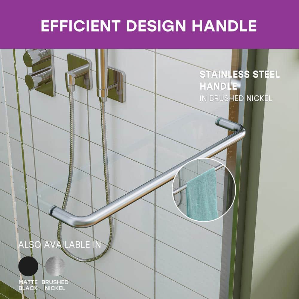 Oceanus 55"-59" Brushed Nickel Semi-Frameless Sliding Shower Door