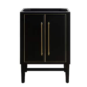 Mason 24 in. Bath Vanity Cabinet Only in Black with Gold Trim