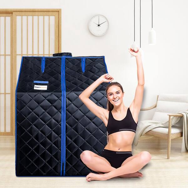Spygo Moray 1-Person Indoor Half Body Black Portable Steam Sauna Tent with Steam Generator and Foldable Chair