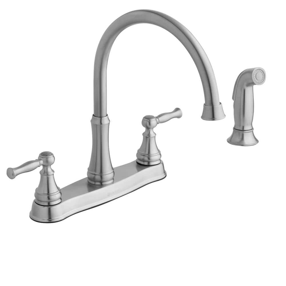 Reviews For Glacier Bay Fairway 2 Handle Standard Kitchen Faucet With Side Sprayer In Stainless Steel Hd67568 1108d2 The Home Depot