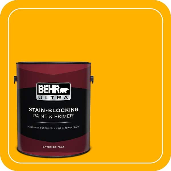 BEHR ULTRA 1 gal. #310B-7 Saffron Thread Flat Exterior Paint & Primer