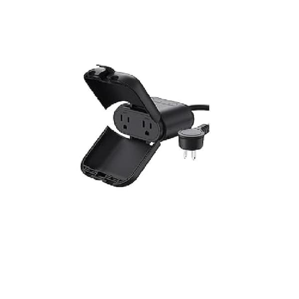 Black Polycarbonate Smart Wi-Fi Dimmer Plug with 2 Individually Sockets for String Light