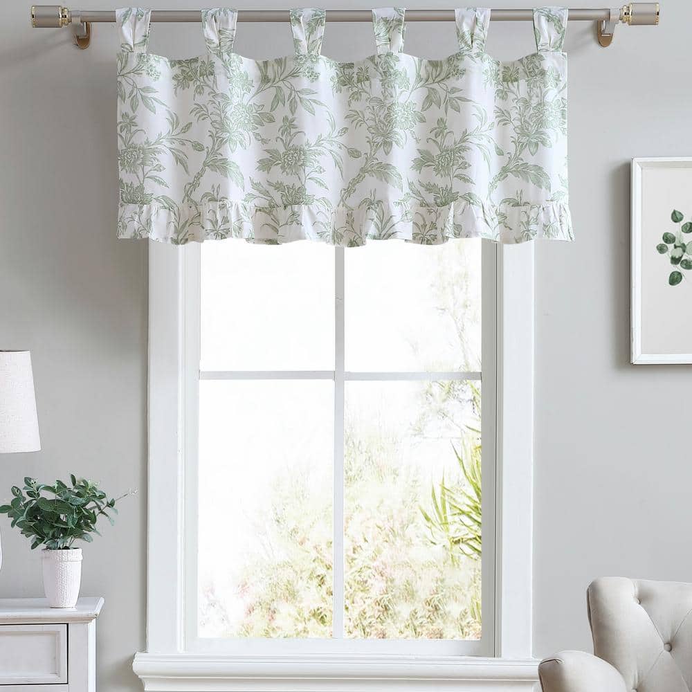 Laura Ashley Natalie 20 in. W x 50 in. L Cotton Floral Tab Top Valance ...