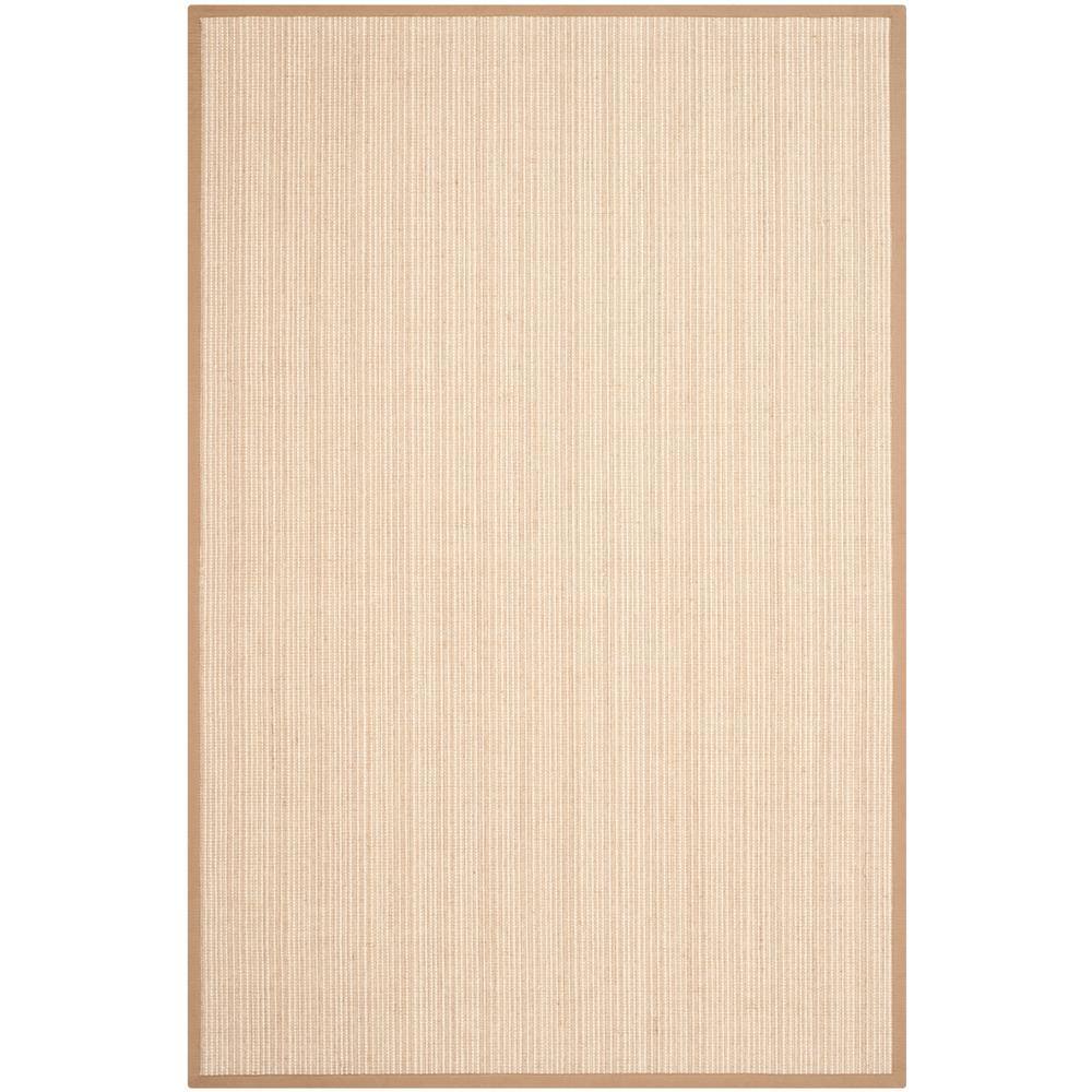 Tan Hand-Knotted Wool and Cotton Area Rug, 6' x 9'