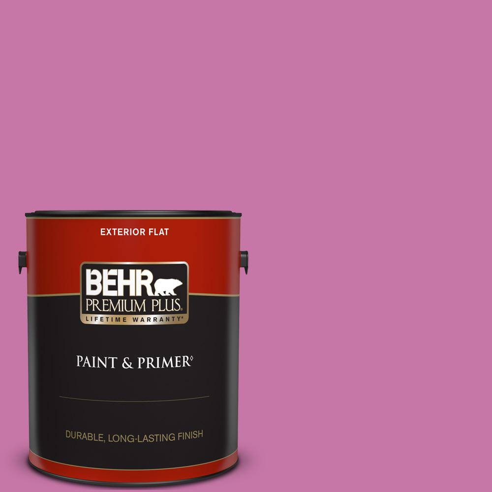 BEHR PREMIUM PLUS 1 gal. 680B5 Strawberry Freeze Flat Exterior Paint & Primer 430001 The