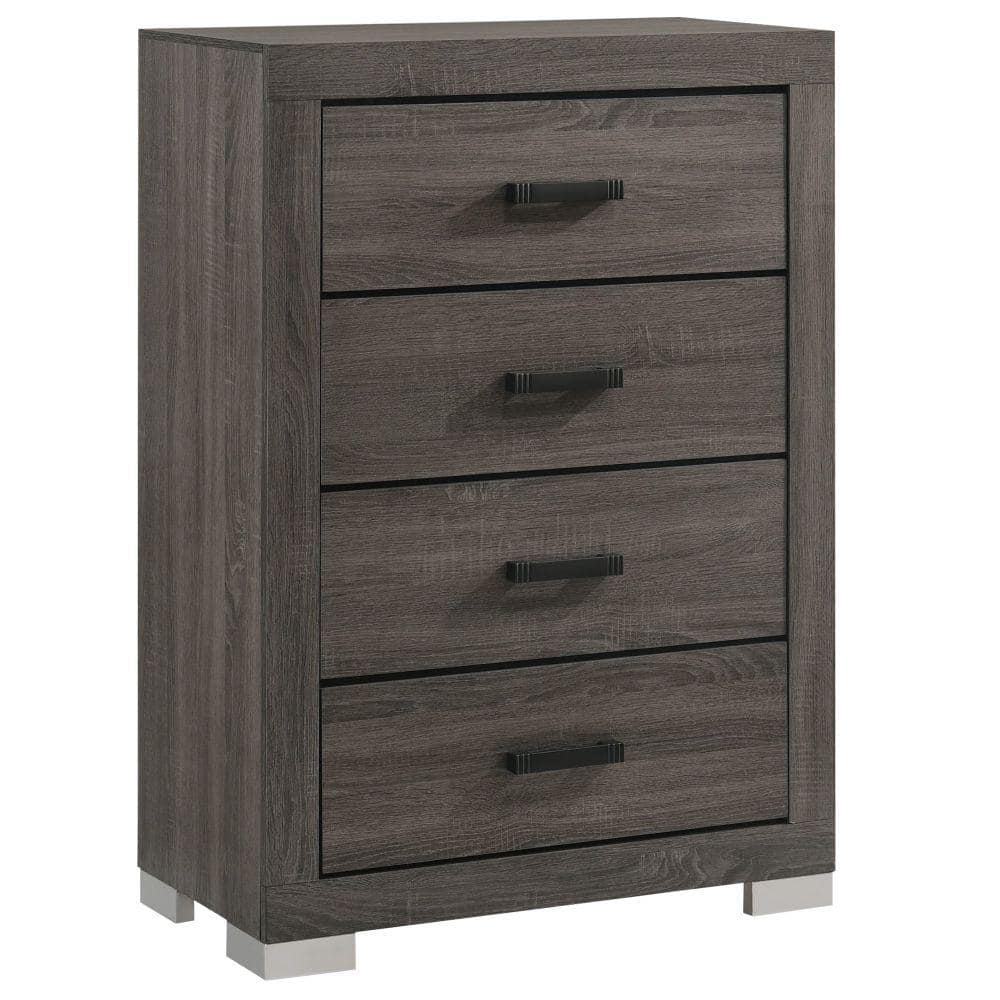 Reviews For Benjara 16 In. Gray And Black 4-Drawer Wooden Tall Dresser ...