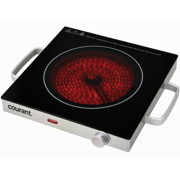 Tayama Single Burner 8 in Black Ceramic Glass Hot Plate Induction Cooktop with Shabu Cooking Pot