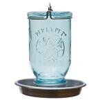 Blue Mason Jar Decorative Glass Bird Waterer - 32 oz. Capacity
