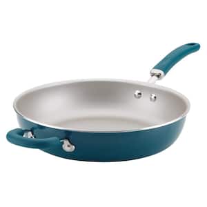 Create Delicious 12 .5 in. Aluminum Nonstick Deep Skillet, Teal Shimmer