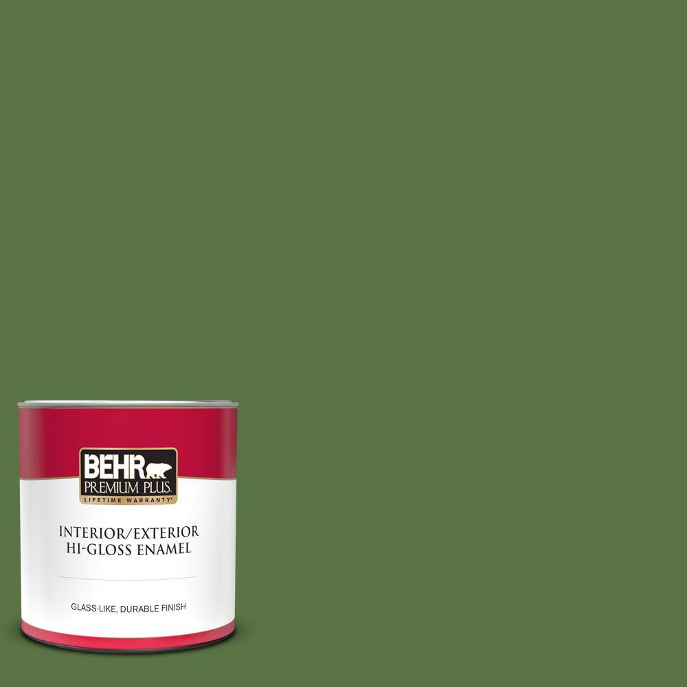 BEHR PREMIUM PLUS 1 qt. 420D7 Dill Pickle HiGloss Enamel Interior
