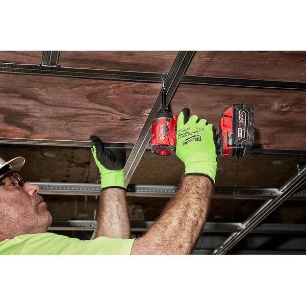 Milwaukee - Large High Visibility Level 3 Cut Resistant Polyurethane Dipped Work Gloves (12-Pack)
