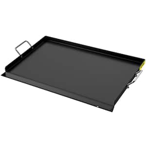 Carbon Steel Griddle 32 in. x 14 in. Griddle Flat Top Plate with 2 Handles Rectangular Flat Top Grill with Drain Hole