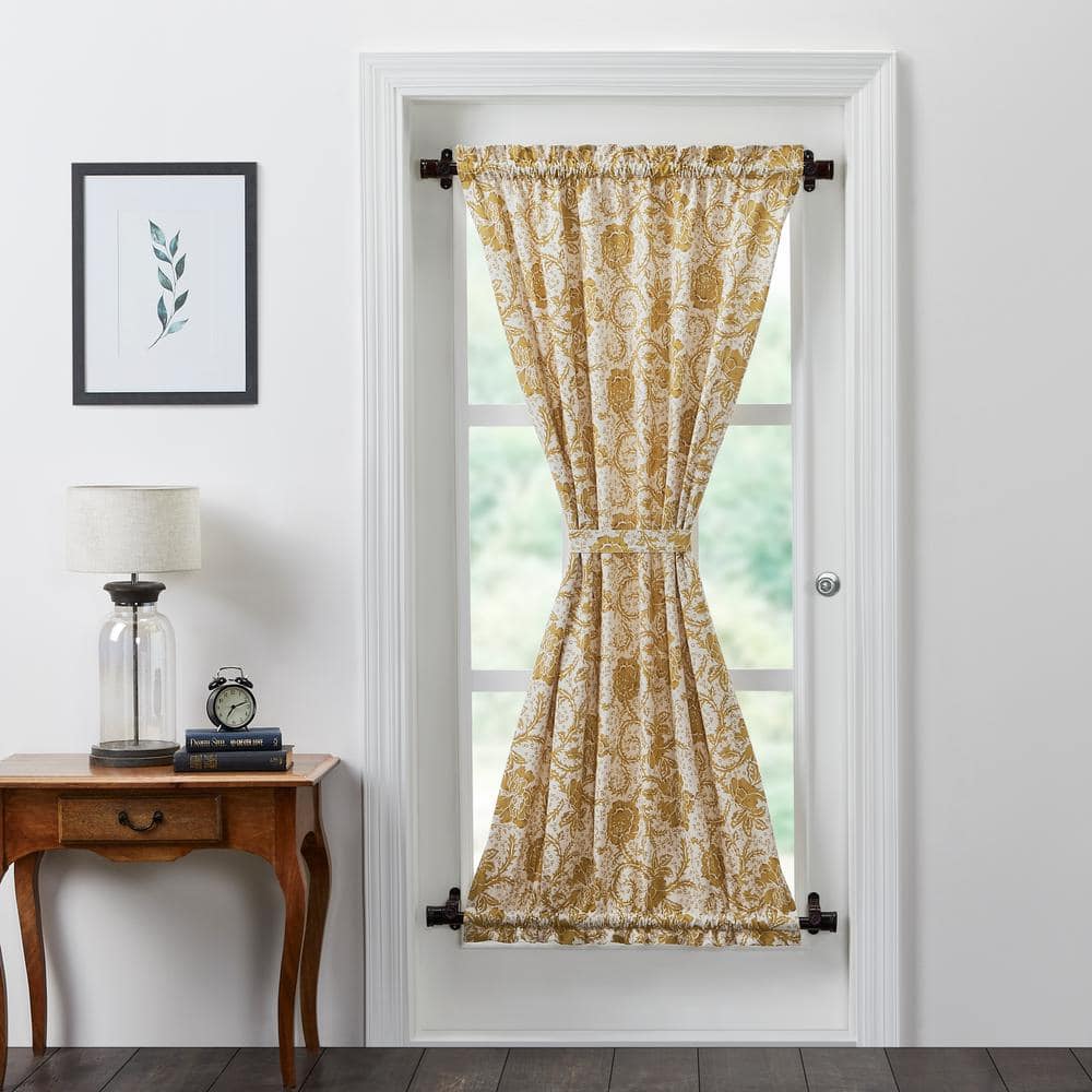 Dorset Floral 40 in. W x 72 in. L Light Filtering Rod Pocket French Door Window Panel in Gold price history on PriceWatchPro