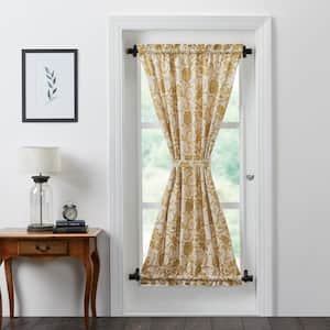 Dorset Floral 40 in. W x 72 in. L Light Filtering Rod Pocket French Door Window Panel in Gold