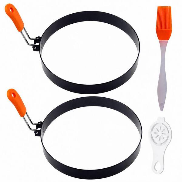 6 Inch Non-Stick Stainless Steel Pancake and Omelette Rings with Silicone Handles for Griddle, 2 Pack