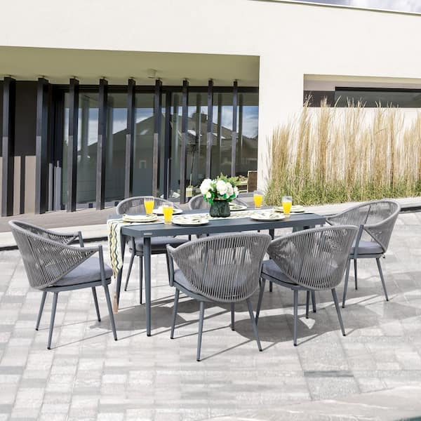 Nuu Garden Aluminum Patio Outdoor Dining Chair Woven Rope Armchair