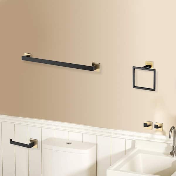 24 in. Wall Mounted Towel Bar in Black Gold