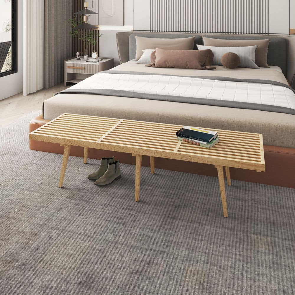 Mid-Century Natural 6' Inwood Open-Slat Platform Bench