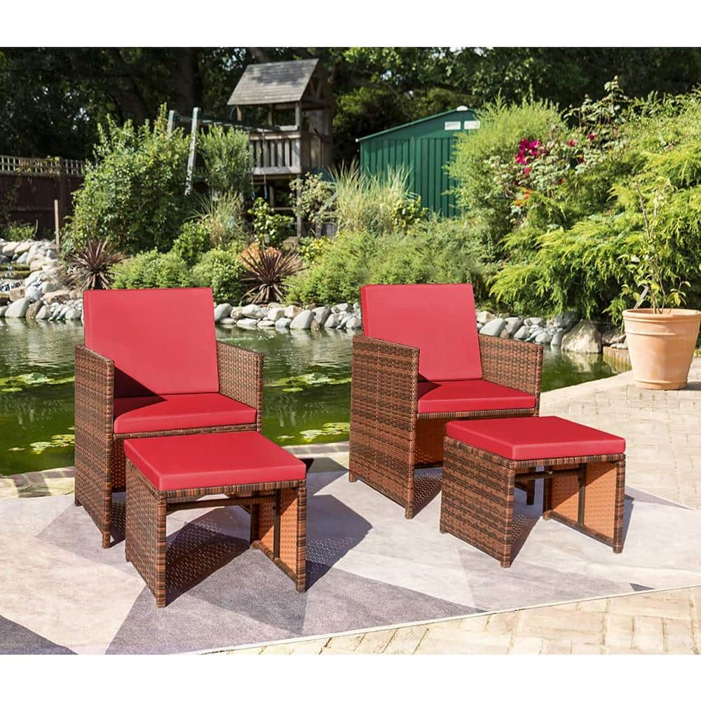 Tozey 4-Pieces Patio Wicker Furniture Set Outdoor Patio Chairs with ...