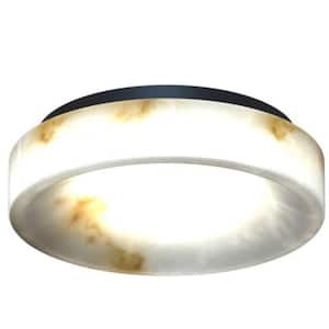 Clifford 15 in. 1-Light Marble and White 5CCT Integrated Selectable LED Flush Mount