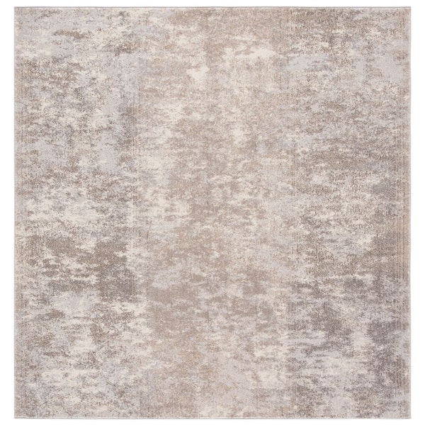 SAFAVIEH Madison Grey/Beige 10 ft. x 10 ft. Geometric Medallion Square Area Rug