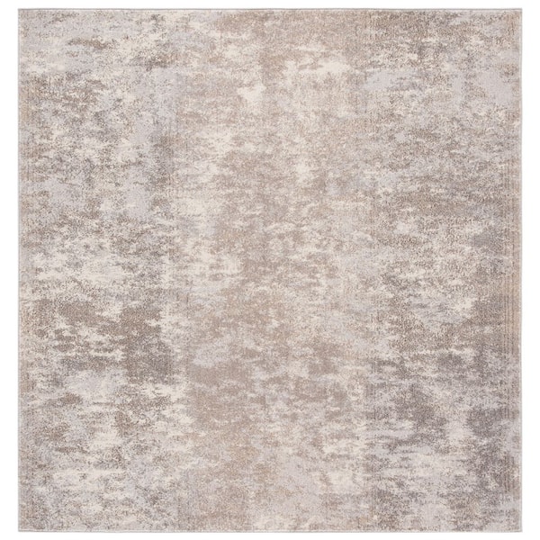 Madison Grey/Beige Doormat 3 ft. x 3 ft. Geometric Medallion Square Area Rug