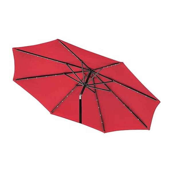 Justincity 9 ft. Red Cover Patio Umbrella Replacement Canopy Outdoor Table Market Umbrella Top Outdoor 8 Ribs Umbrella Canopy Cover