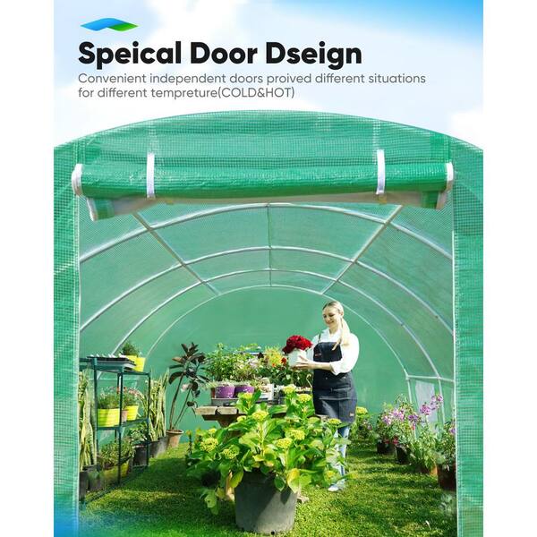 AFAIF - 240 in. W x 120 in. x 79 in. H High Tunnel Gardening Large Walk-in Greenhouse Reinforced PE Cover and 8 Screen Windows