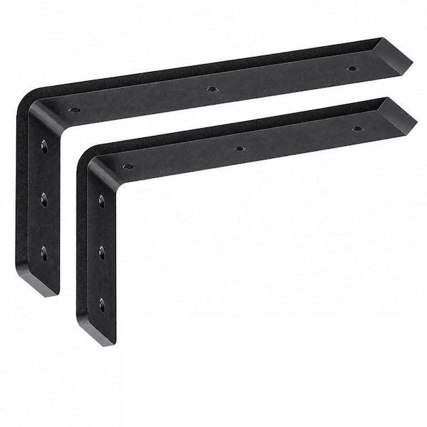 2-Pack 12 in. Countertop Support Brackets, L Shelf Bracket, Blind Shelf Support, Shelving Mounting Countertop Brackets