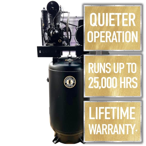 Industrial Gold 80 Gal. 7.5 HP Vertical 1-Phase Low RPM 175 PSI Electric Air Compressor with Quiet Operation