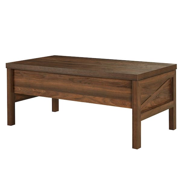 cadeninc 43.31 in. Oak Lift Top Coffee Table with Storage Shelf For Living Room