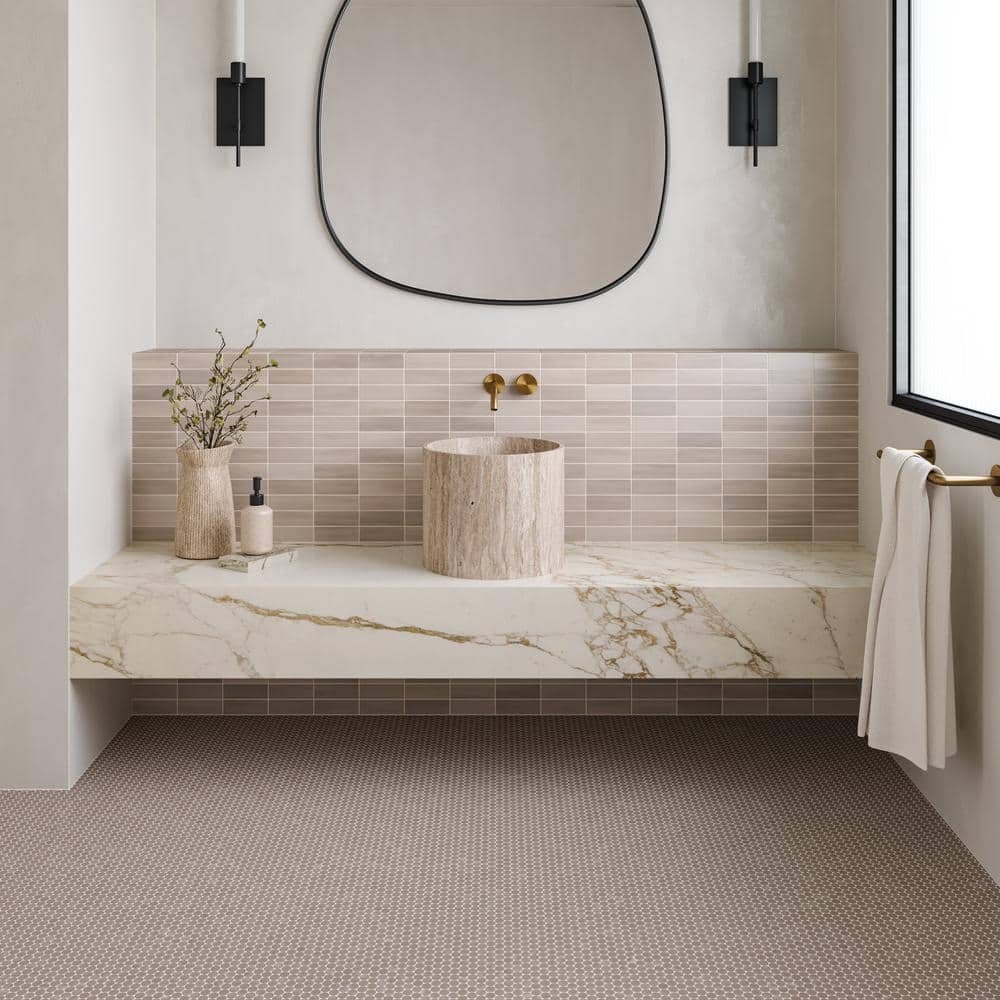 Coastal Cliff Penny Round Matte Porcelain Mosaic Tile
