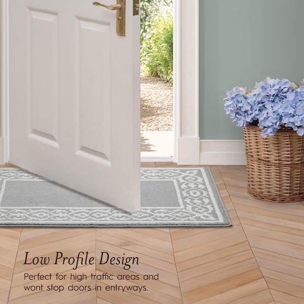 Laura Ashley Lorreta 2-Tone Light Gray/Ivory 2 ft. x 5 ft Border 2