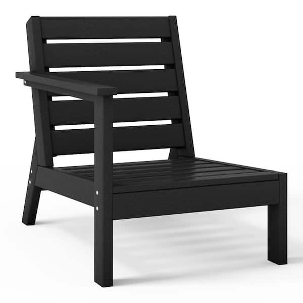 WESTIN OUTDOOR Birchwood Outdoor Patio Deep Seating HDPE Lounge Chair with Left Facing Arm in Black