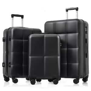 Merax Black 3-Piece Expandable ABS Hardside Spinner Luggage Set