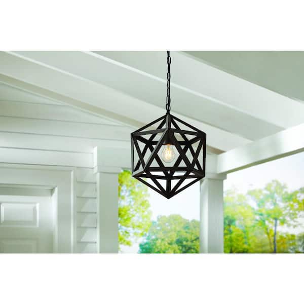 Hampton Bay 7.36 in. 1-Light Bronze Outdoor Light Pendant Light Light (Bulb Included)