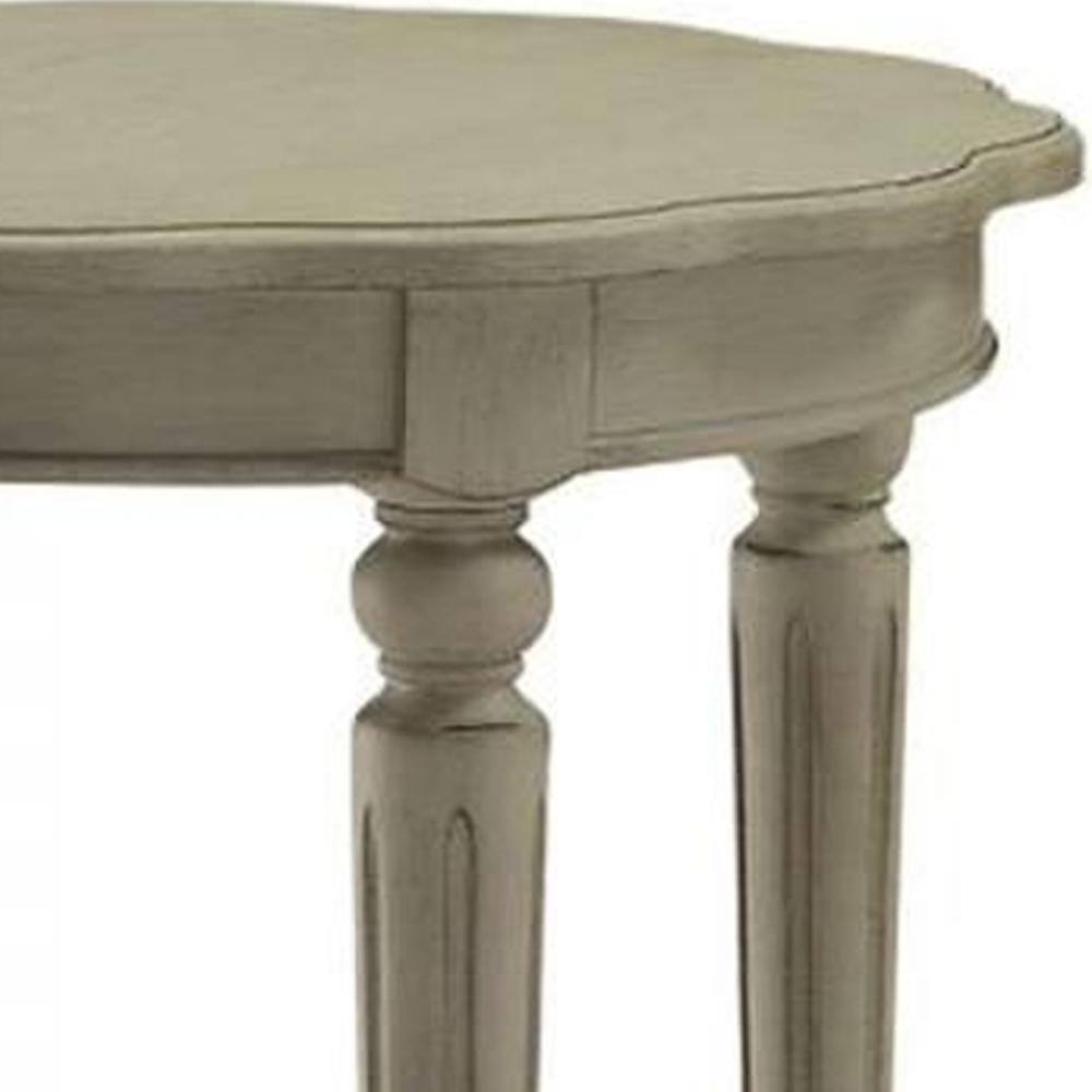 Antique Slate Round Wood End Table with Shelf