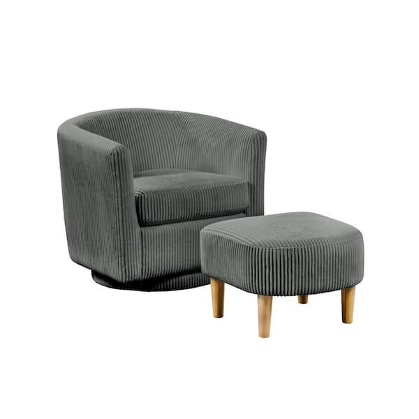 Best Quality Furniture Jocelyn Grey Velvet Fabric Chair And Ottoman (2-Piece)